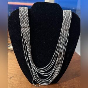 CAbi silver mesh convertible necklace bracelet beaded versatile